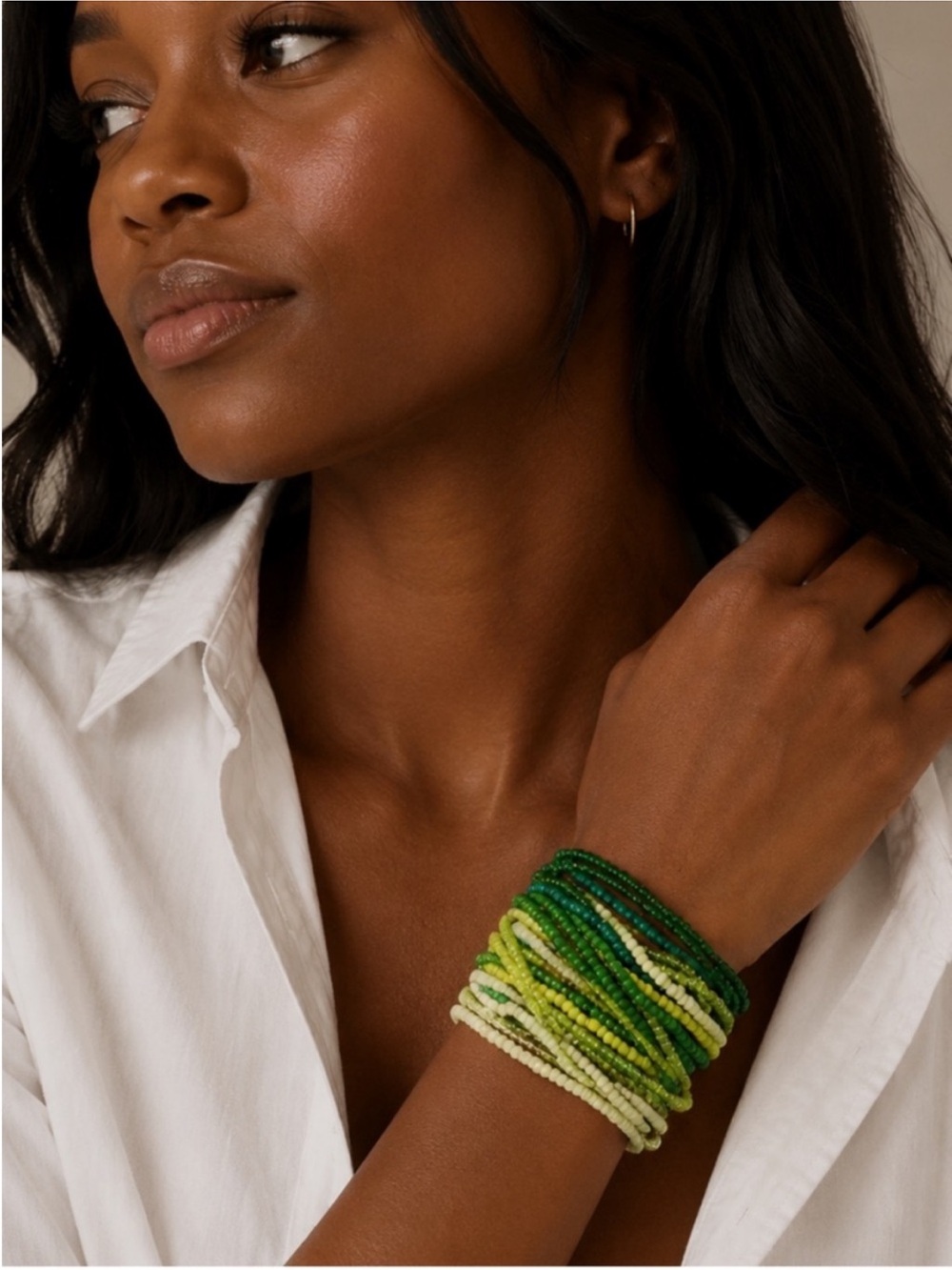 New! Preppy Colorful Green Beaded Bracelet Stack Set (20 pieces) NWOT